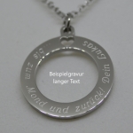 Gravur individuell: Set Anhänger Rounder SOLO (DM 24 mm), 316 Edelstahl hochglanzpoliert, inkl. persönlicher Gravur Vorderseite und Edelstahlkette
